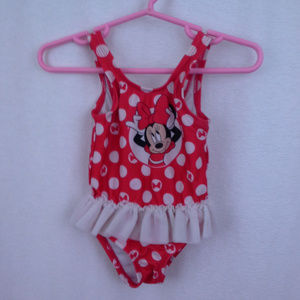 Disney girls swimsuit Size 6M 9M Red Minnie Mouse